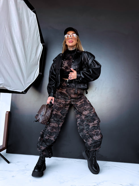 Dirbtinės odos striukė "VINE ROSE 16172" - JUODA