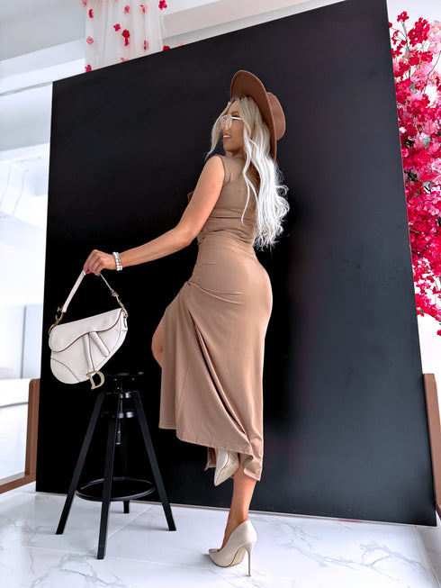 Dress with buttons "MAYA HS9612" - CAPPUCCINO