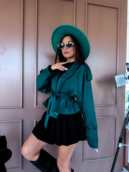 "EMERALD GREEN SPRITZ" - suede-like jacket