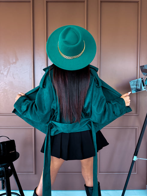 "EMERALD GREEN SPRITZ" - suede-like jacket