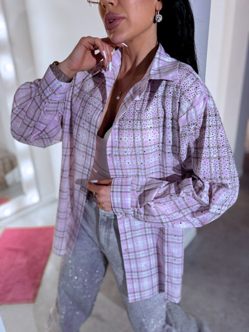 "RADIANT" rūtots krekls WH59065 - LAVANDAS PRE-ORDER