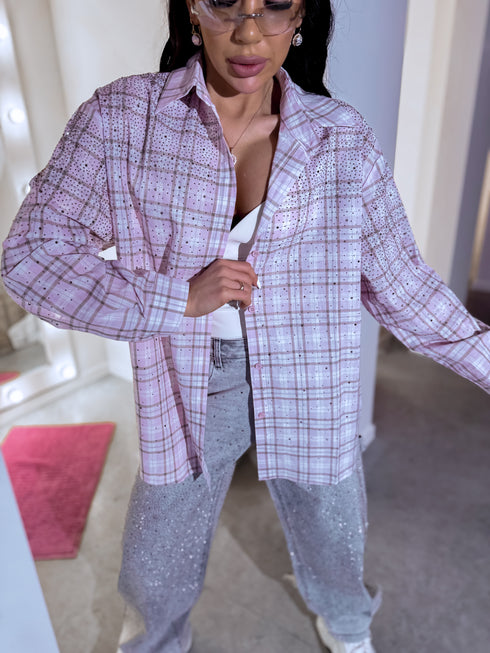 "RADIANT" rūtots krekls WH59065 - LAVANDAS PRE-ORDER