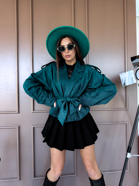 "EMERALD GREEN SPRITZ" - suede-like jacket