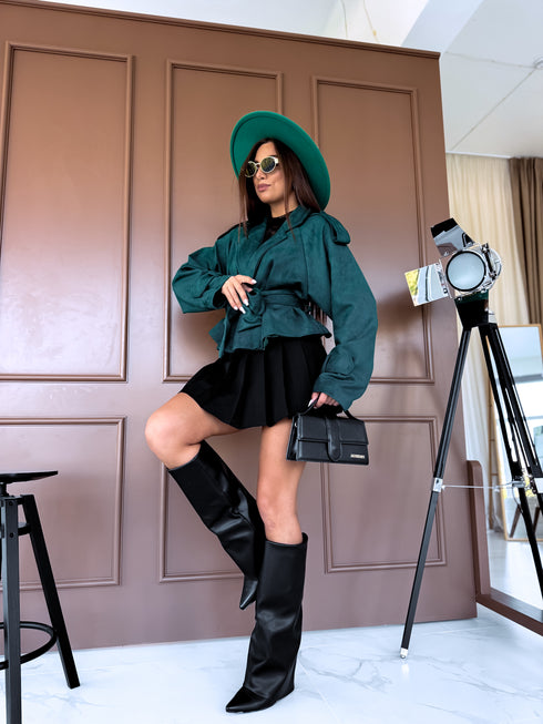 "EMERALD GREEN SPRITZ" - suede-like jacket