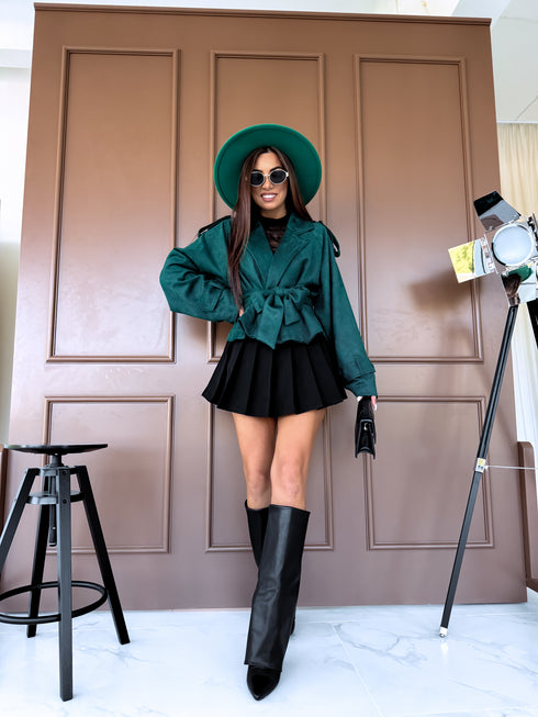 "EMERALD GREEN SPRITZ" - suede-like jacket