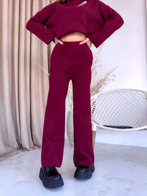 Megztas komplektas "Crystal Xmas LO-133AB" - BORDO