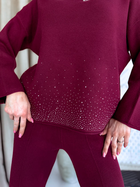 Megztas komplektas "Crystal Xmas LO-133AB" - BORDO