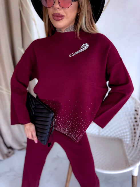 Megztas komplektas "Crystal Xmas LO-133AB" - BORDO