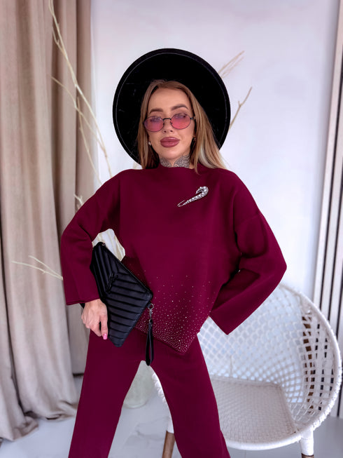 Megztas komplektas "Crystal Xmas LO-133AB" - BORDO