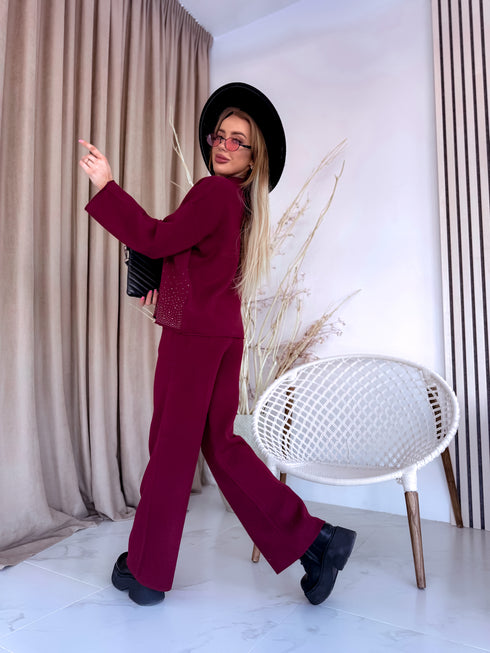 Megztas komplektas "Crystal Xmas LO-133AB" - BORDO