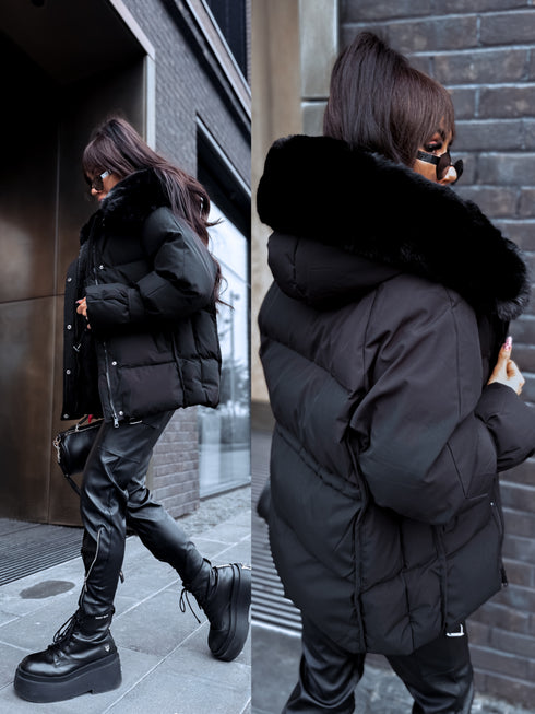 Puffy, short jacket "FUSION AD611" - BLACK