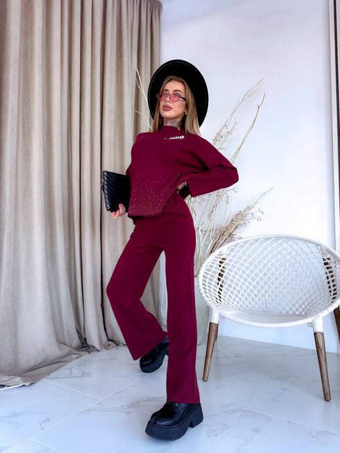 Megztas komplektas "Crystal Xmas LO-133AB" - BORDO