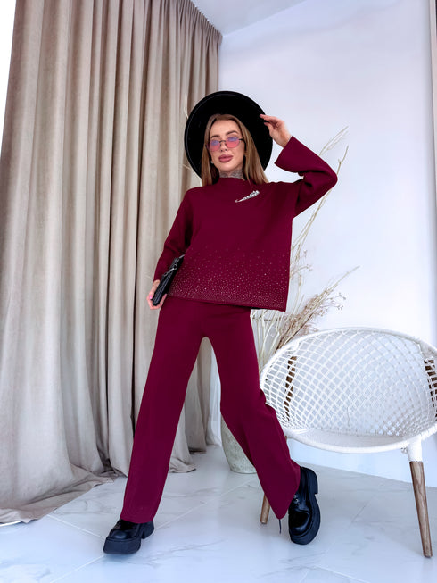 Megztas komplektas "Crystal Xmas LO-133AB" - BORDO