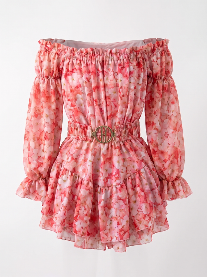 "FASHION CITY" shorts suit + belt - pink floral