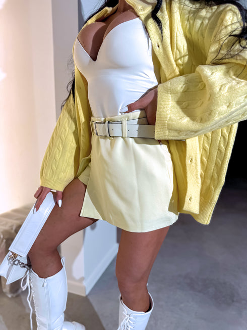 Юбка-шорты "SOPHIA CLASSIC" W50072 + пояс - ЖЁЛТАЯ