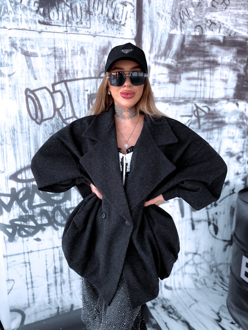 OVERSIZE paltas "SNOWBALL 251174" - JUODAS