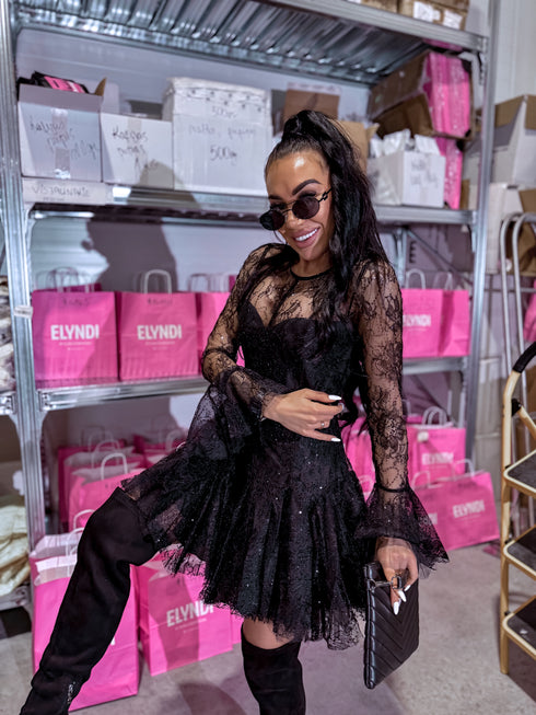 Mini mežģīņu kleita "DORA U71537" - MELNA PRE-ORDER