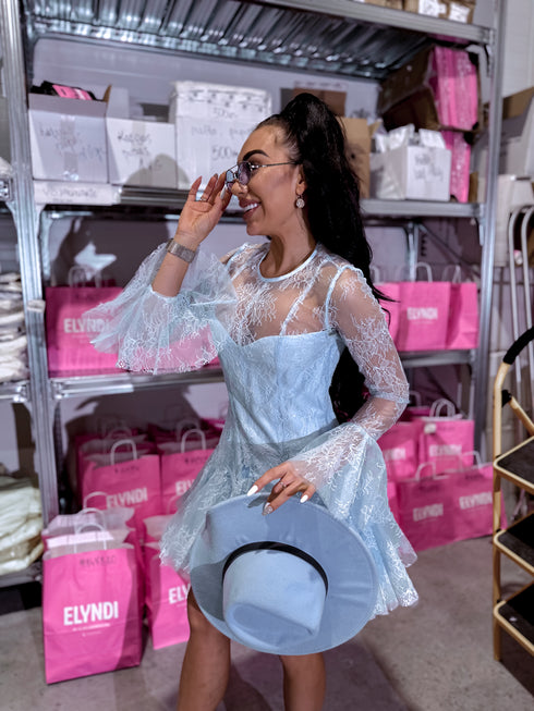 Mini lace dress "DORA U71537" - LIGHT BLUE