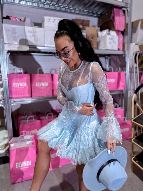 Mini lace dress "DORA U71537" - LIGHT BLUE