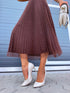 Polka dot, REVERSIBLE, pleated skirt - CHOCO