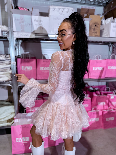 Mini lace dress "DORA U71537" - SOFT PINK