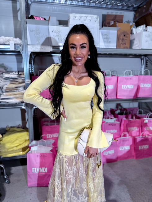 Kleita ar mežģīnēm "HOLLYWOOD HYY571" - DZELTENA