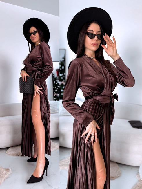 Velvet dress "SNOWFLAKE" 19733 - CHOCO