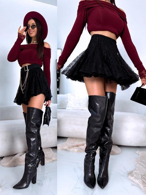 MINI mežģīņu svārki "Grande 5590" - MELNI