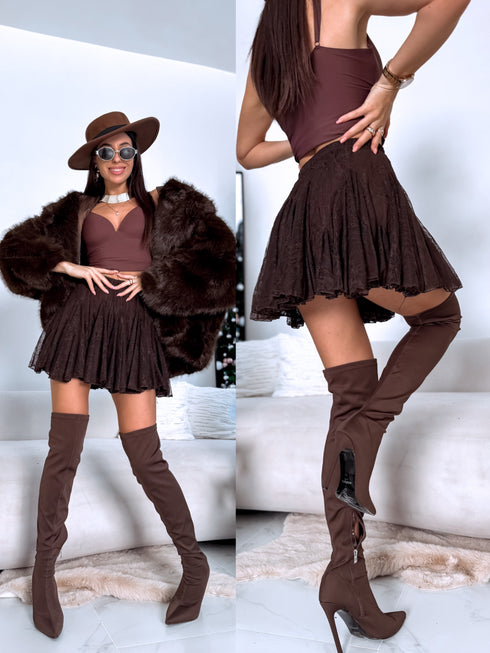 MINI mežģīņu svārki "Grande 5590" - CHOCO