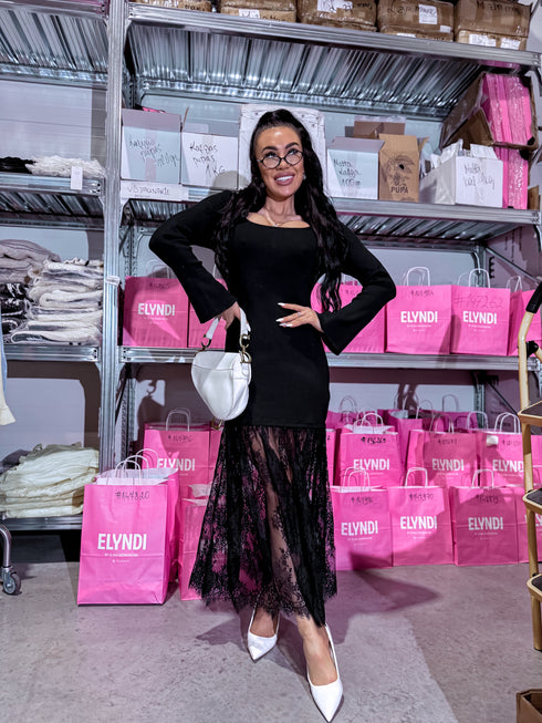 Платье с кружевом "HOLLYWOOD HYY571" - ЧЕРНОЕ