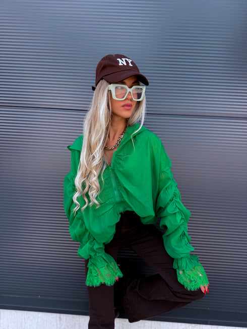 Jacket with lace lining "NECTAR V11002" - GREEN