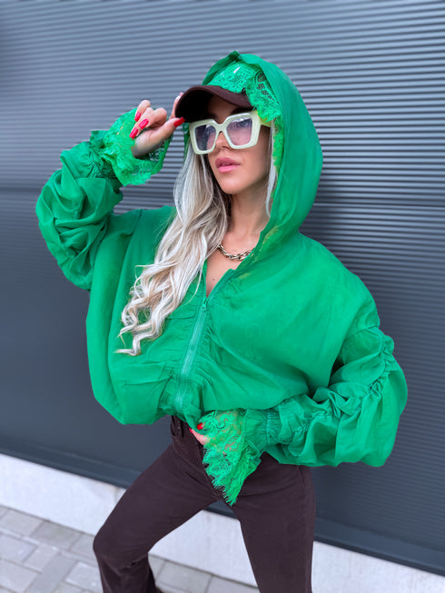 Jacket with lace lining "NECTAR V11002" - GREEN