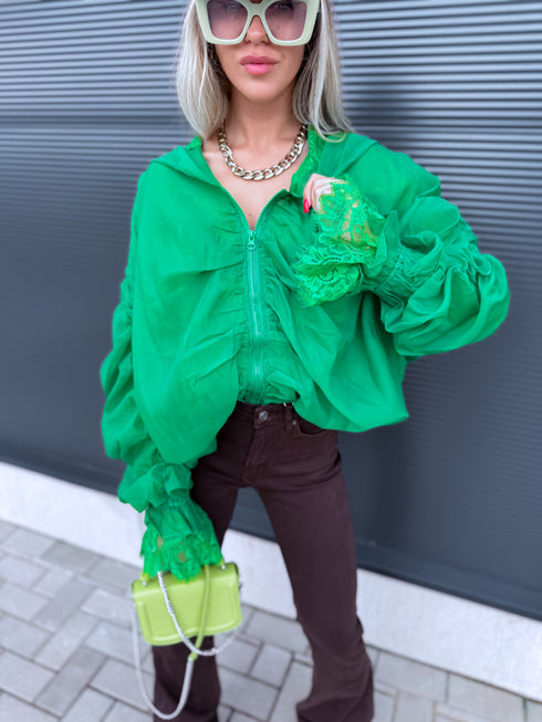 Jacket with lace lining "NECTAR V11002" - GREEN