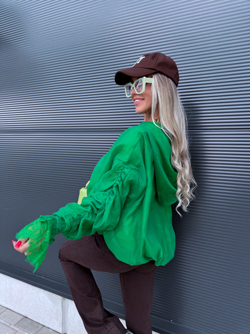 Jacket with lace lining "NECTAR V11002" - GREEN