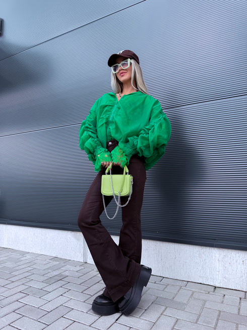 Jacket with lace lining "NECTAR V11002" - GREEN