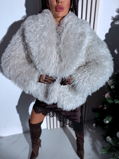 "Pinterest 6AW006" искусственная меховая куртка - светло-бежевый