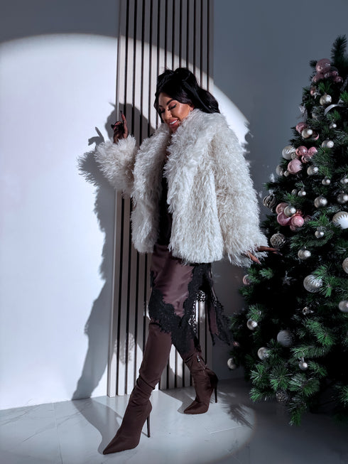 "Pinterest 6AW006" искусственная меховая куртка - светло-бежевый