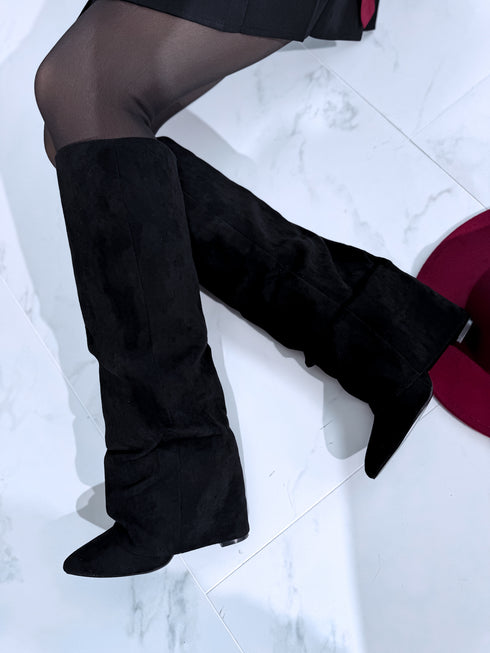 Suede-like boots "WELCOME CLS-532" - black