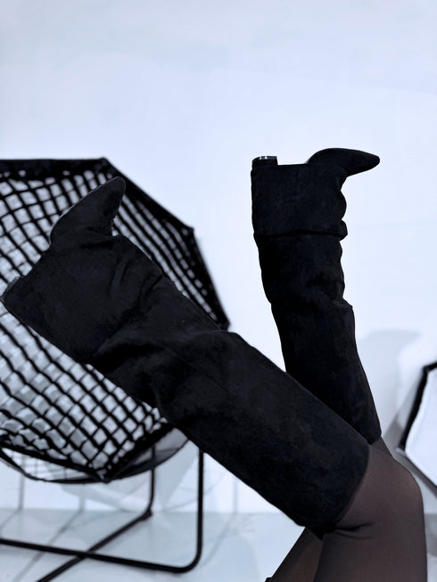 Suede-like boots "WELCOME CLS-532" - black