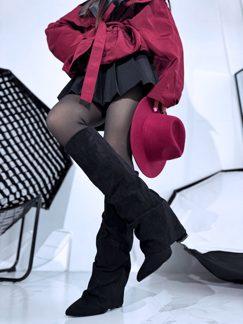 Suede-like boots "WELCOME CLS-532" - black