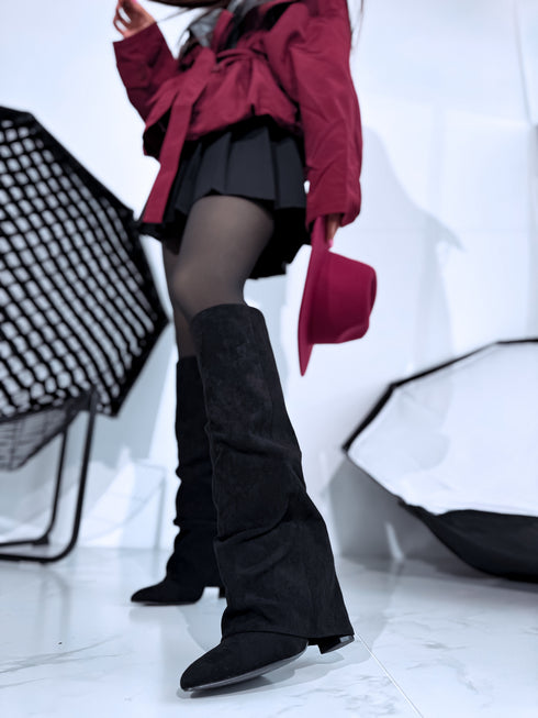 Suede-like boots "WELCOME CLS-532" - black