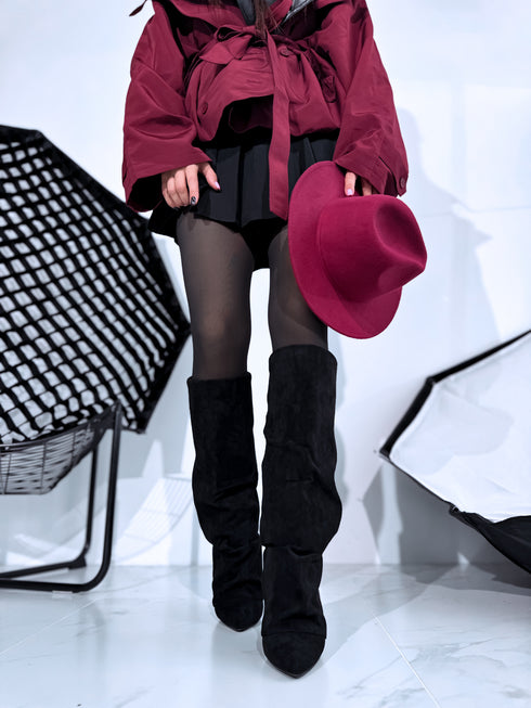 Suede-like boots "WELCOME CLS-532" - black