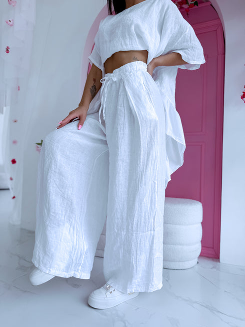 LIELIŲ DYDŽIŲ lino komplektas "AMBER 7261" - baltas