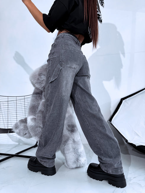 "WIDE BALLON" jeans trousers 8908 - lighter grey