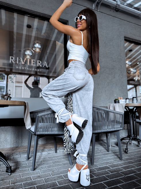 LIGHT GREY denim pants "MODŽO" 8622