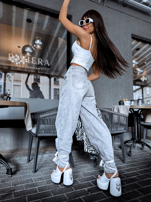 LIGHT GREY denim pants "MODŽO" 8622