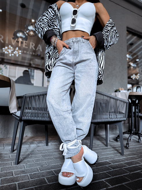 LIGHT GREY denim pants "MODŽO" 8622