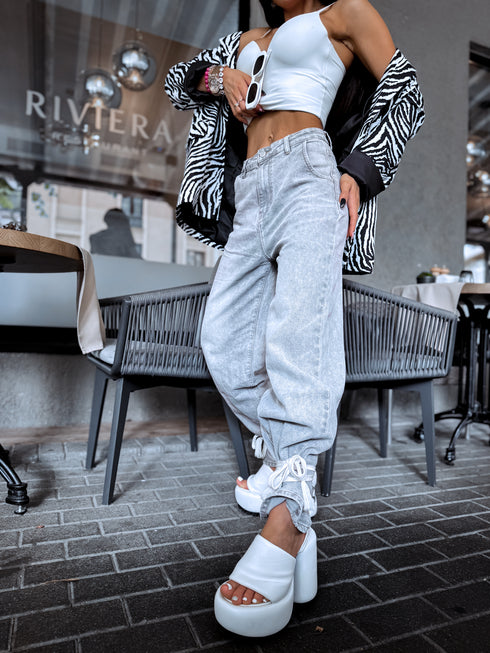 LIGHT GREY denim pants "MODŽO" 8622