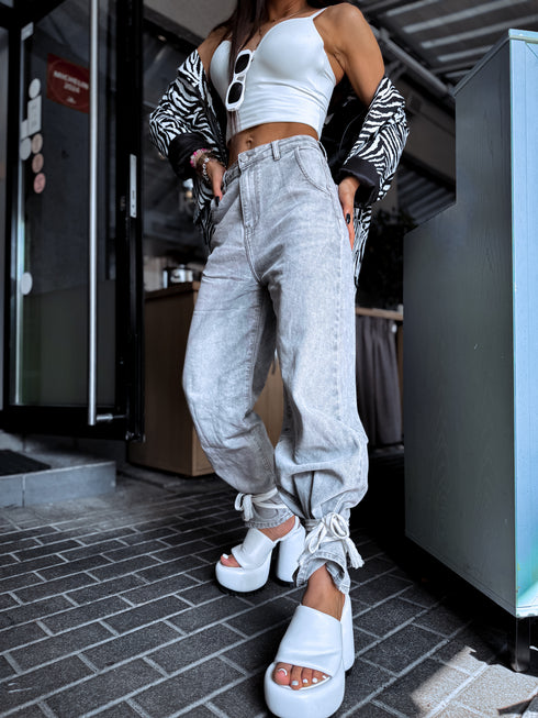 LIGHT GREY denim pants "MODŽO" 8622