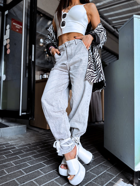 LIGHT GREY denim pants "MODŽO" 8622